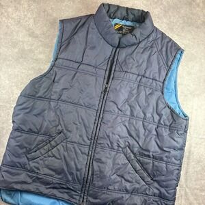 Vintage Sears Puffer Vest Mens 2XL Blue Full Zip Sleeveless 80's 90's